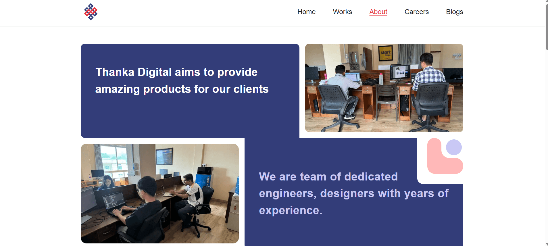 Thanka Digital company website interface display